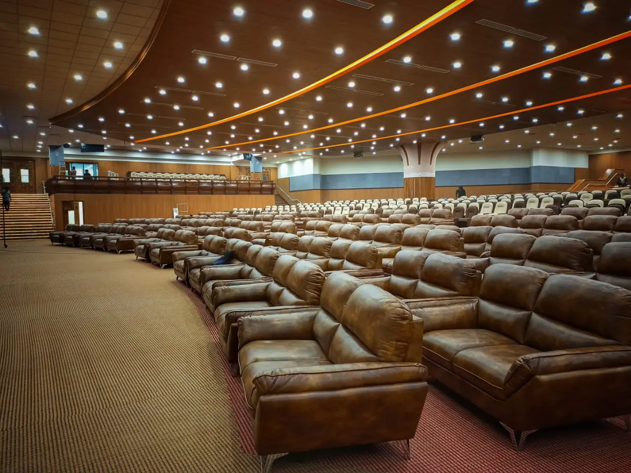Custom seating in the Sankaranarayanan Thampi Hall